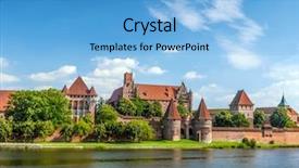  Presentation with castle - Audience pleasing presentation design consisting of picturesque-panorama-of-malbork-castle backdrop and a light blue colored foreground