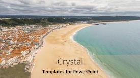  Presentation with coast - Presentation having picturesque-portuguese-coast-town-nazare background and a lemonade colored foreground