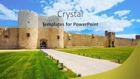  Presentation with green city - Presentation design enhanced with picturesque-powerful-gates-and-fortifications background and a light blue colored foreground
