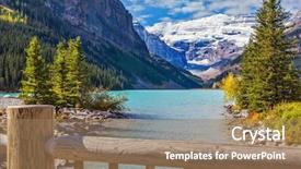  Presentation with banff national park - Colorful PPT theme enhanced with picturesque promenade at lake louise backdrop and a coral colored foreground