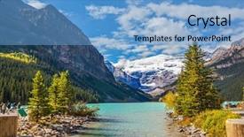  Presentation with banff national park - Cool new slides with picturesque promenade at lake louise backdrop and a light blue colored foreground
