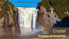  Presentation with rainbow - Presentation theme with picturesque-rainbow-glitters-in-water background and a tawny brown colored foreground