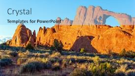  Presentation with sandstone - Slide deck with picturesque-red-brown-sandstone-cliffs background and a arctic colored foreground