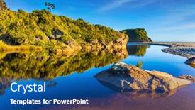  Presentation with world travel - PPT layouts having picturesque-reflections-of-overgrown-shores background and a ocean colored foreground