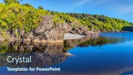  Presentation with pacific island - Beautiful PPT layouts featuring picturesque-reflections-of-overgrown-shores backdrop and a ocean colored foreground