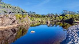  Presentation with knight - Cool new slide deck with picturesque-reflections-of-overgrown-shores backdrop and a light blue colored foreground