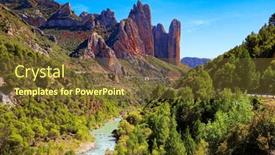  Presentation with rocks - PPT layouts with picturesque-river-gallego-flows-through background and a tawny brown colored foreground