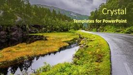  Presentation with rainy day - PPT layouts enhanced with picturesque-road-in-norway-summer background and a tawny brown colored foreground