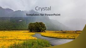  Presentation with journey - Theme with picturesque-road-in-the-fogs background and a lemonade colored foreground