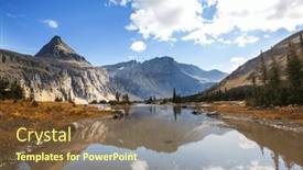  Presentation with montana - Theme with picturesque-rocky-peaks background and a tawny brown colored foreground