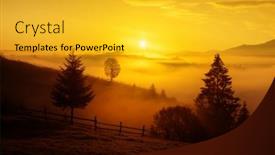  Presentation with sea sun - Presentation theme enhanced with picturesque-rural-landscape-in-spring background and a gold colored foreground