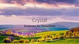  Presentation with green hills - Slide set featuring picturesque-rural-landscape-with-green background and a light blue colored foreground