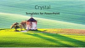  Presentation with windmill - Presentation design featuring picturesque-rural-landscape-with-old background and a seafoam green colored foreground