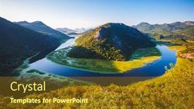  Presentation with river flowing - PPT theme featuring picturesque-scene-of-winding-river background and a tawny brown colored foreground