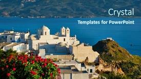 Presentation with geranium - Audience pleasing presentation design consisting of picturesque-scenic-view-of-greek backdrop and a ocean colored foreground