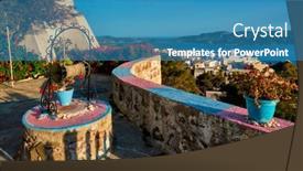  Presentation with greek - Cool new slide set with picturesque-scenic-view-of-greek backdrop and a teal colored foreground