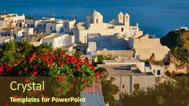  Presentation with greek - Audience pleasing slide set consisting of picturesque-scenic-view-of-greek backdrop and a tawny brown colored foreground