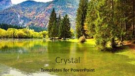  Presentation with cold water - PPT layouts featuring picturesque-shallow-lake-fuzine-azure background and a gold colored foreground