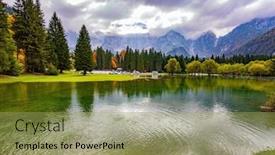  Presentation with lake - Presentation theme enhanced with picturesque-shallow-lake-fuzine background and a yellow colored foreground