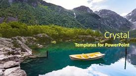  Presentation with journey - Theme with picturesque-small-boat-is-moored background and a tawny brown colored foreground