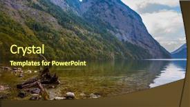  Presentation with mountain water - Cool new slide deck with alpine lakes blue - picturesque snags in shallow water backdrop and a tawny brown colored foreground