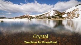  Presentation with blue mountain - Cool new theme with picturesque-spring-landscape-with-snowy backdrop and a tawny brown colored foreground