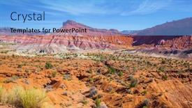  Presentation with wilderness - PPT theme with picturesque-spurs-of-red-sandstone background and a light blue colored foreground