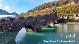  Presentation with winter river - PPT layouts having picturesque-stone-bridge-built background and a ocean colored foreground