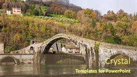 Presentation with winter river - Beautiful slide deck featuring picturesque-stone-bridge-of-magnificent backdrop and a tawny brown colored foreground