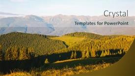  Presentation with green mountains - Slide deck having picturesque-summer-scene-of-green background and a sky blue colored foreground