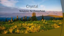  Presentation with green mountains - Slide set with picturesque-summer-scene-of-green background and a light blue colored foreground