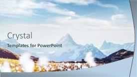  Presentation with sunrise on mountain - PPT theme with picturesque-sunrise-on-the-top background and a sky blue colored foreground