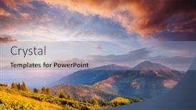  Presentation with mountains - PPT theme having picturesque-sunset-in-the-summer background and a light blue colored foreground