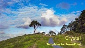  Presentation with new path - PPT layouts with picturesque-trees-grow-along background and a tawny brown colored foreground