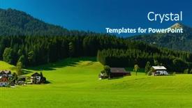  Presentation with alps - Presentation theme featuring picturesque-valley-in-summer-alps background and a ocean colored foreground