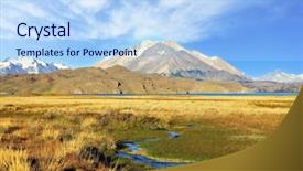  Presentation with snow - Slide set enhanced with picturesque valley of the creek background and a  colored foreground