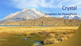  Presentation with house snow mountain - Amazing presentation theme having picturesque valley of the creek backdrop and a  colored foreground