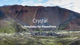  Presentation with iceland - Slide set having picturesque valley surrounded by rhyolite mountains summer morning in the national park landmannalaugar iceland background and a dark gray colored foreground