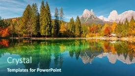  Presentation with alps - PPT theme with picturesque-view-at-autumn-welsperg background and a ocean colored foreground