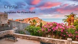  Presentation with dubrovnik - Slide set consisting of picturesque-view-at-famous-european background and a light blue colored foreground