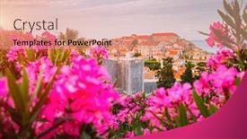  Presentation with dalmatia - PPT theme with picturesque-view-at-famous-european background and a coral colored foreground