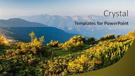  Presentation with mountain view - Presentation theme enhanced with picturesque-view-of-a-mountain background and a light blue colored foreground