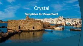  Presentation with fort - Audience pleasing presentation theme consisting of picturesque-view-of-naousa-town backdrop and a  colored foreground