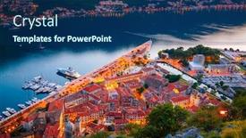  Presentation with kotor montenegro - Audience pleasing presentation theme consisting of picturesque-view-of-of-kotor backdrop and a navy blue colored foreground