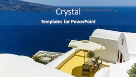  Presentation with santorini - Presentation theme enhanced with picturesque-view-of-old-town background and a ocean colored foreground
