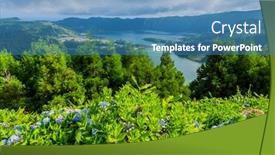  Presentation with lake - Theme featuring picturesque-view-of-the-lake background and a teal colored foreground