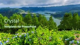  Presentation with lake - Cool new presentation theme with picturesque-view-of-the-lake backdrop and a tawny brown colored foreground