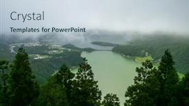  Presentation with lake - Slide set consisting of picturesque-view-of-the-lake background and a lemonade colored foreground