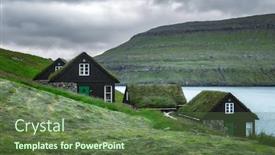  Presentation with denmark - Colorful theme enhanced with picturesque-view-of-tradicional-faroese backdrop and a tawny brown colored foreground