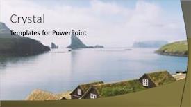  Presentation with denmark - Beautiful PPT theme featuring picturesque-view-of-tradicional-faroese backdrop and a light blue colored foreground